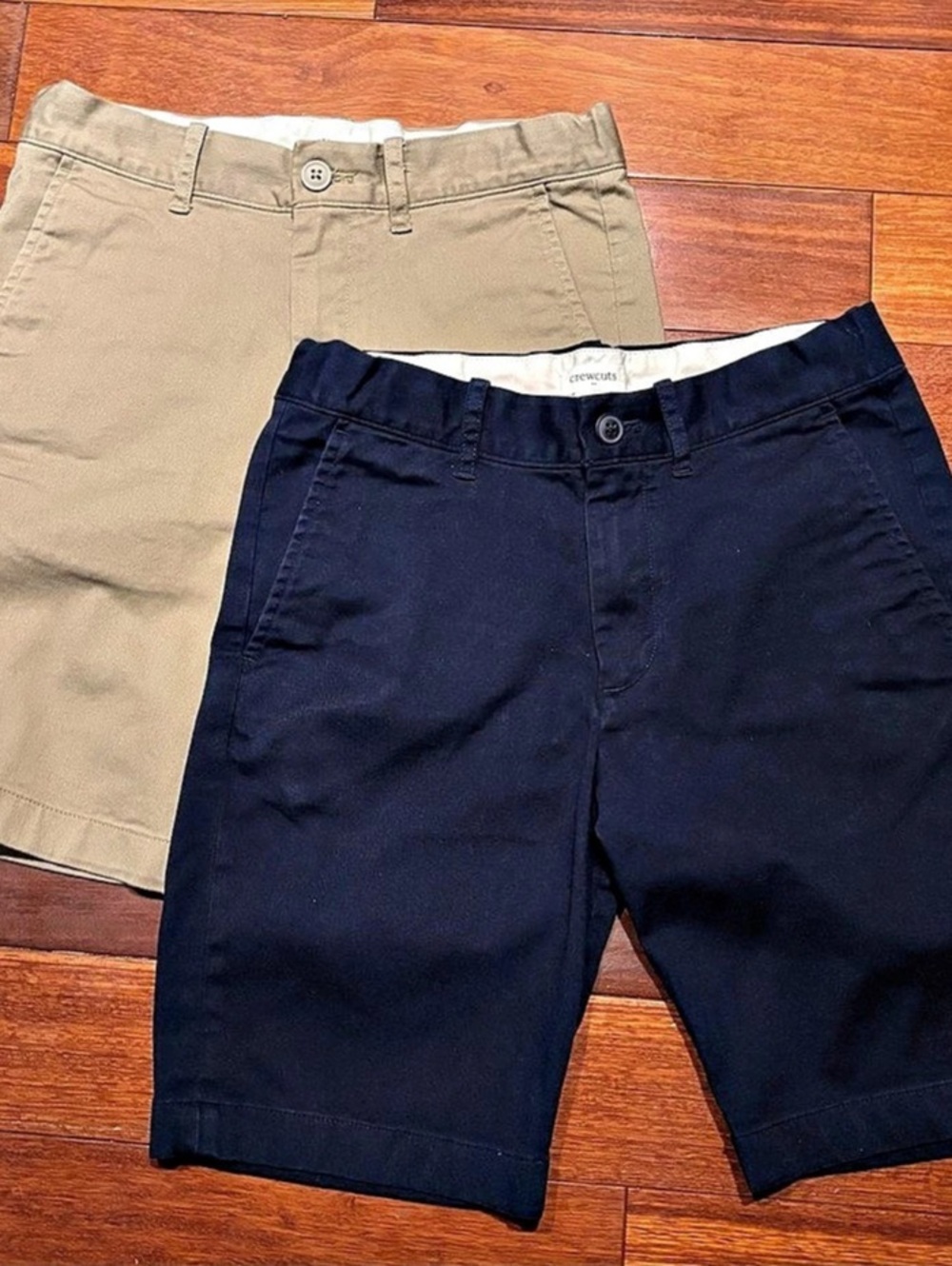 Crewcuts Boys Flat Front Shorts Blue & Beige Size 12 - 2 pack